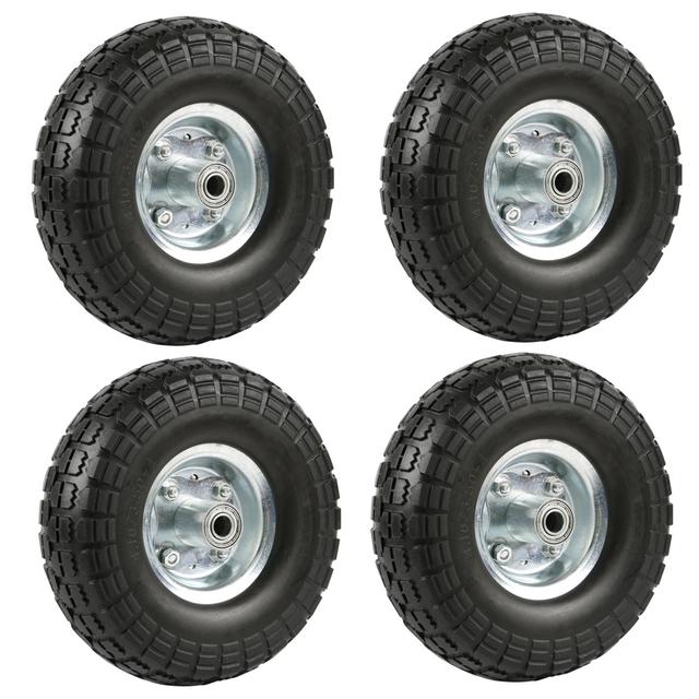 TEMU Costoffs Sack Truck, rueda de PU, neumático completo Øxb 255 x 80 mm, 4.10/3.50-4, 16 mm, rueda de eje antideslizante, resistente al , rueda de repuesto para carretillas y de ruedas