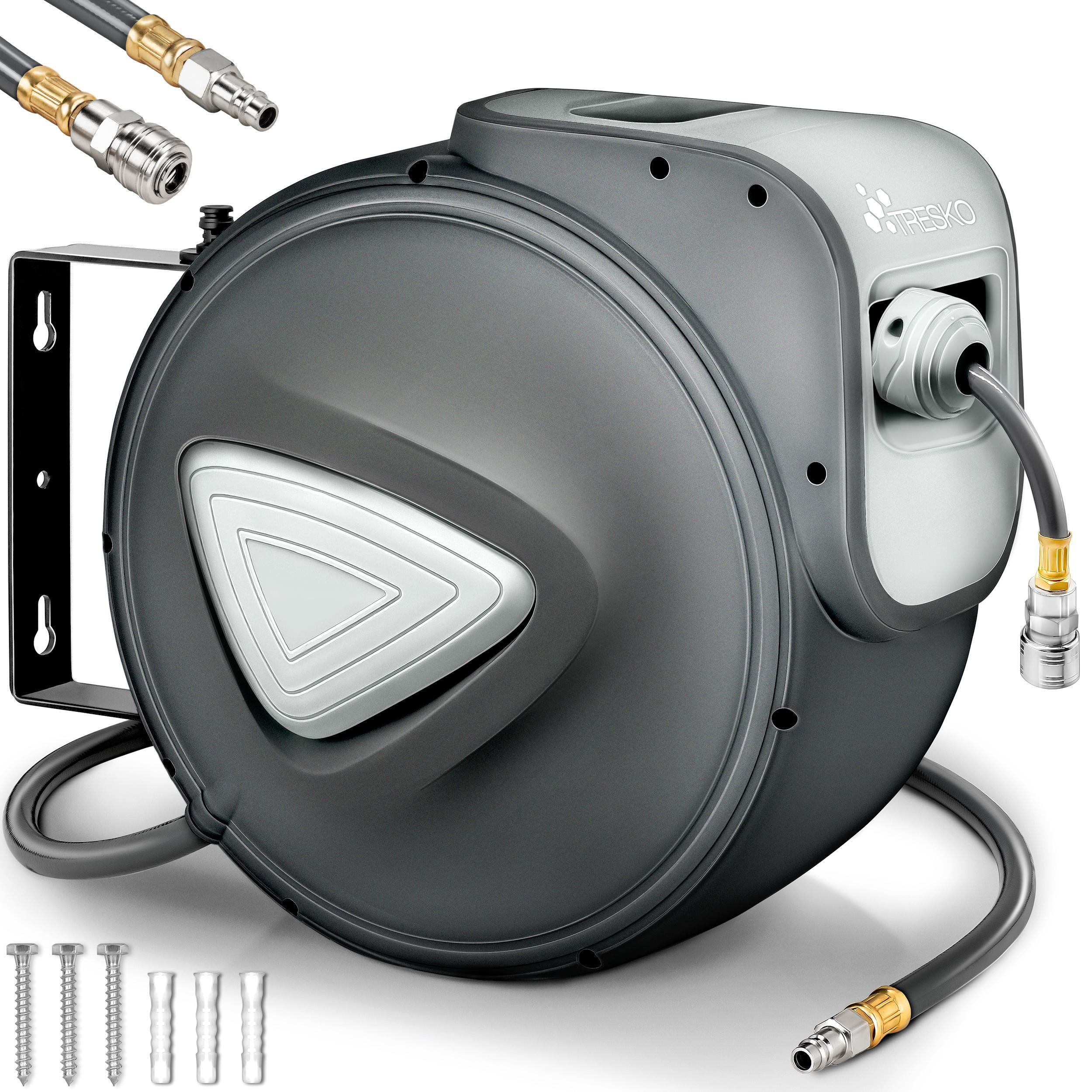 TEMU Tresko® Automatic Compressed Air Hose Reel | 1/4" Connection Air Hose Retractor | Automatic Wall-mounted Hose Holder Reel