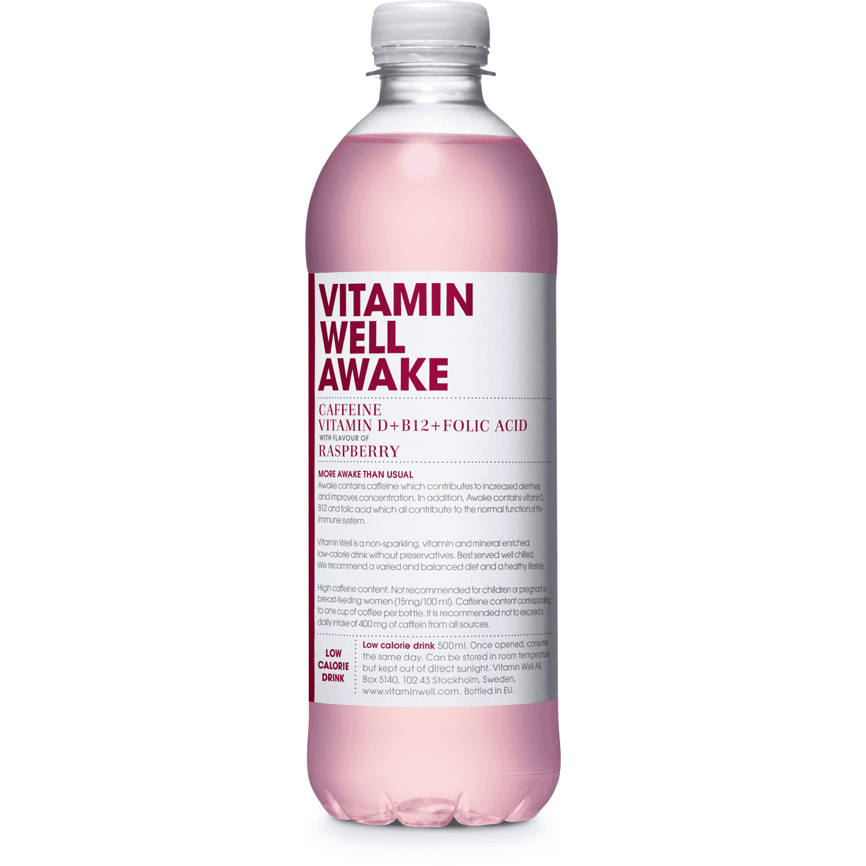 TEMU Bebida Deportiva IsotĂłnica Awake 500ml - Vitaminas D, B12, Acido FĂłlico y CafeĂna - Sabor Frambuesa - Vitamin Well