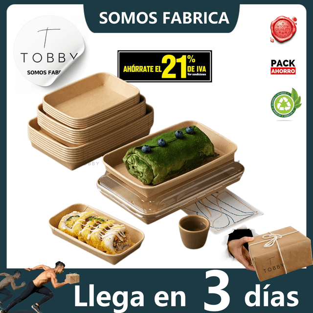TEMU ® Bandejas Sushi Reutilizables Profesionales ¡50ud! Envases Cartón con - Microondas, Congelador y Lavavajillas para , Catering (Bandejas Comida Caliente/Fría / Transporte Seguro)