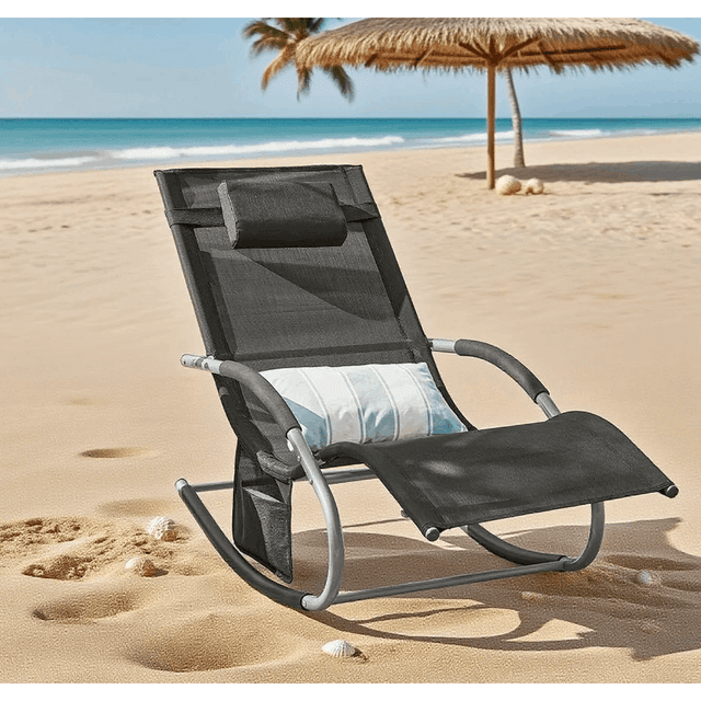 TEMU 1 Sztuka Składane Leżako-Leżak , Żelazo Ogrodowe – Ergonomiczna Huśtawka Słoneczna do Relaksu – Wygodne Krzesło Plażowe na Taras, Balkon, Kemping, Niebieskie - PHT39-IC