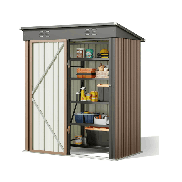 TEMU Cobertizo Metálico para Jardín 180x95x162 cm | con Estructura de Base y Techo en