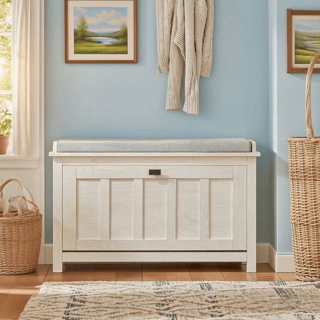 TEMU Scarpiera Panca Contenitore con Seduta - Scarpiera Salvaspazio con Anta e Ripiani, Cassapanca Bassa in Legno per Scarpe e Oggetti - 80x29x50cm 150kg - FSR161-W SoBuy