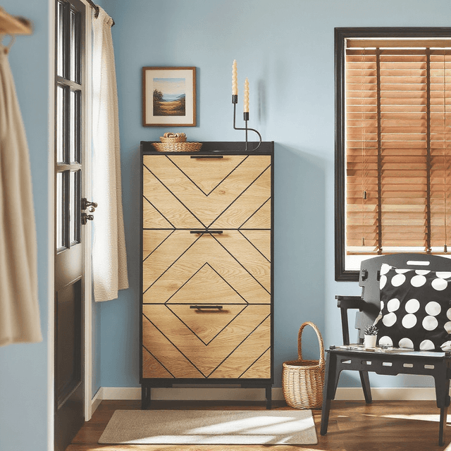 TEMU 1 pieza Mueble para Zapatos Armario para Zapatos 3 bisagras Mueble de entrada Mueble de Almacenamiento para Zapatos sobre Pie, 62x24x125cm - GTS275-TDI