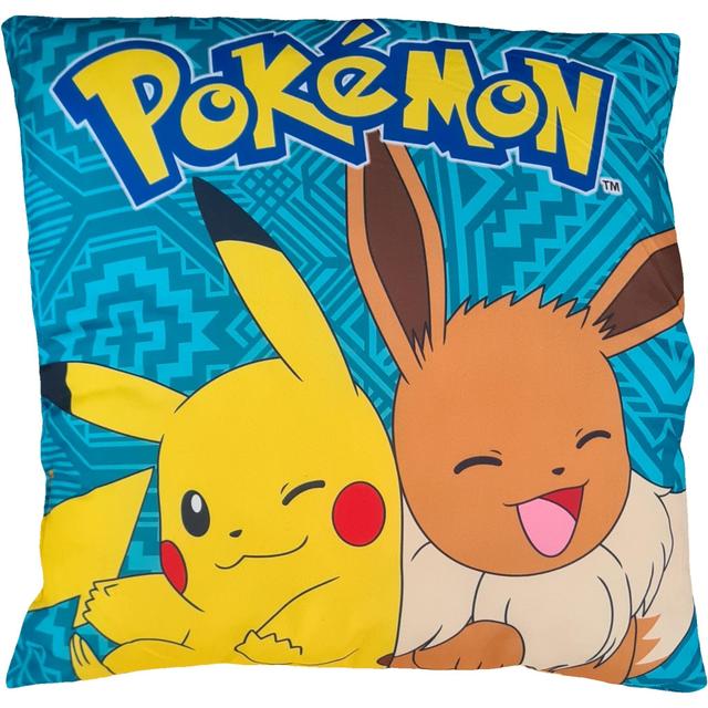 TEMU POKEMON - Offizielles Dekokissen 40x40 cm weich mit 100 % Polyesterfüllung - Kinderzimmer - Pikachu