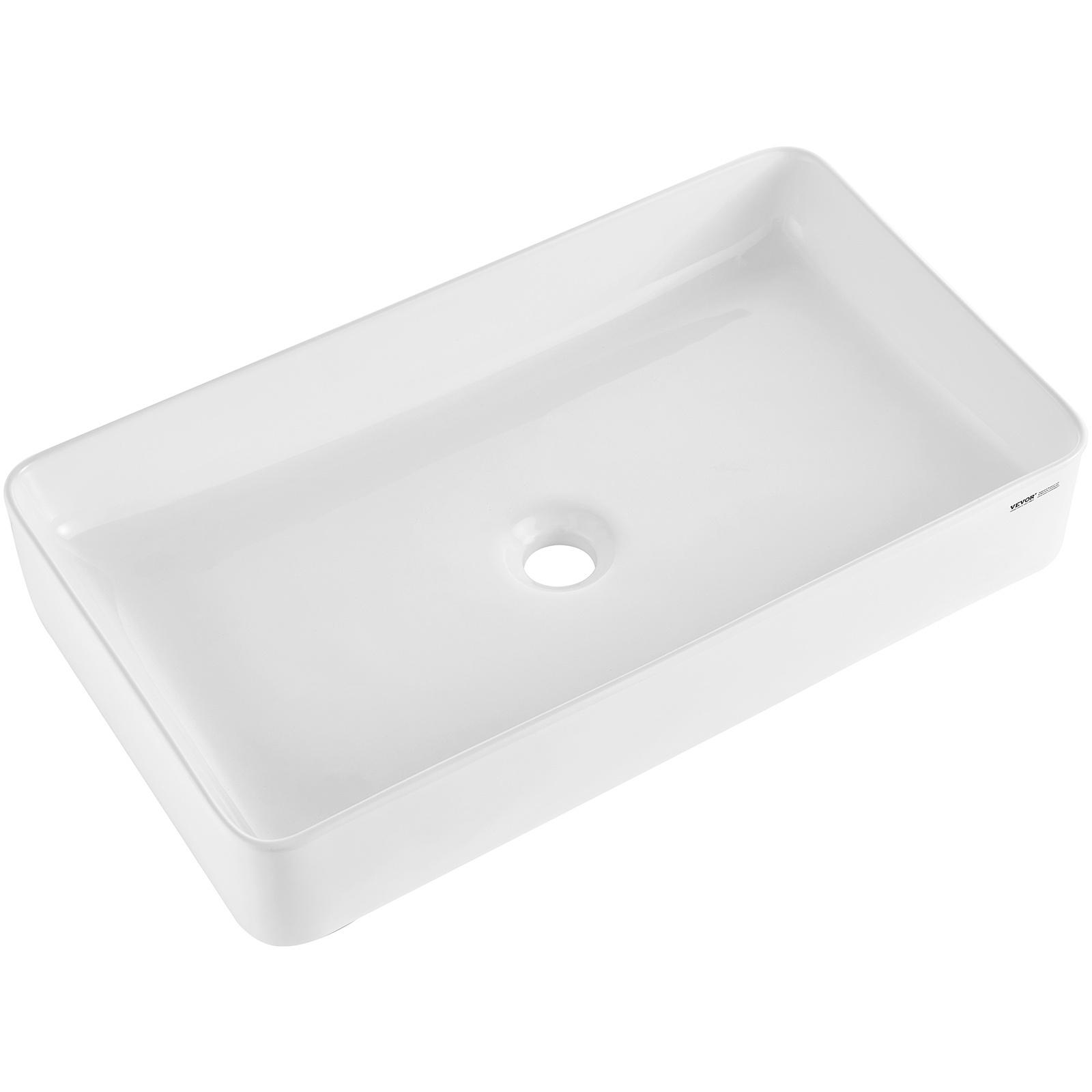 TEMU Fregadero de cerámica VEVOR 24"x13,8" para baño, de tocador, encimera blanca