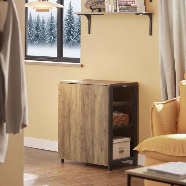 TEMU 1 pieza Mesa Plegable con 2 Abatibles y 3 Estantes de Almacenamiento, Mesa de Cocina Sala de Comedor Plegable, de , 180 x 60 x 77cm - GXU73-O