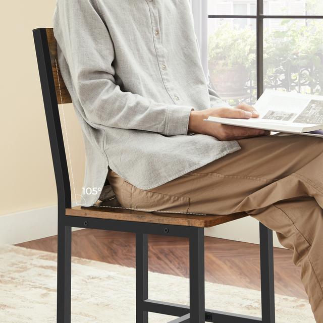 TEMU Sedie Industriali in Tono Legno : 2 Sedie, Sedie da , Set Sedie da Cucina, Struttura in Acciaio, Stile Industriale, per Sala da , Soggiorno, Cucina, design elegante, finitura liscia