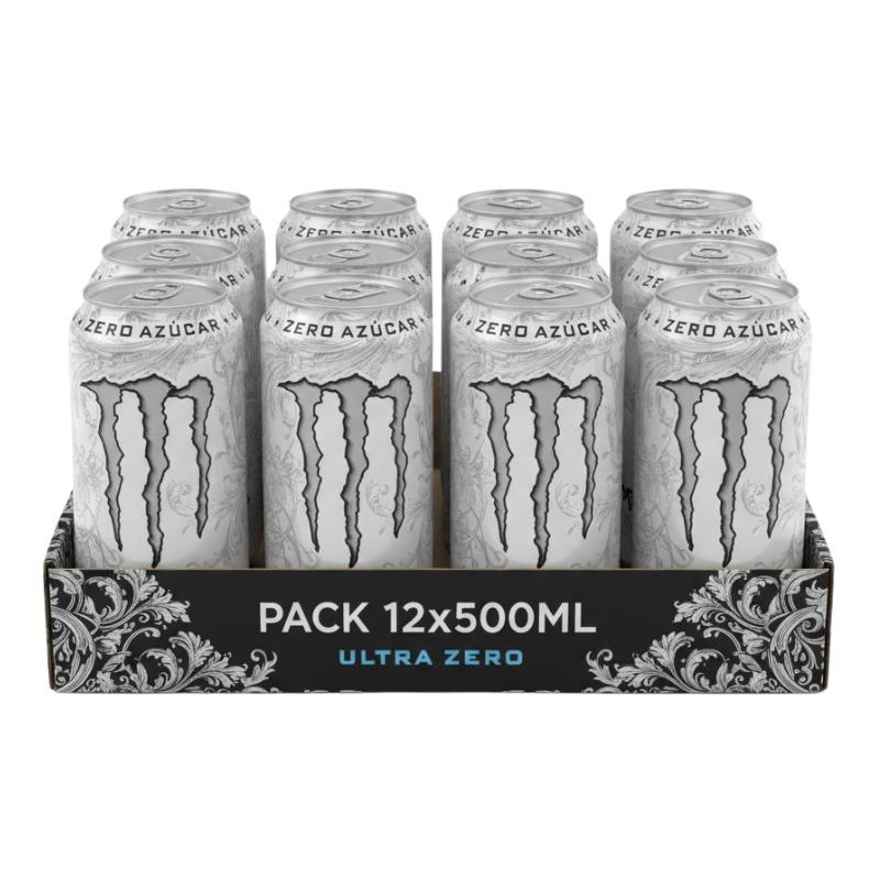 TEMU pack Monster Energy Ultra White, Bebida energética sin Azúcar ,12x500 ml