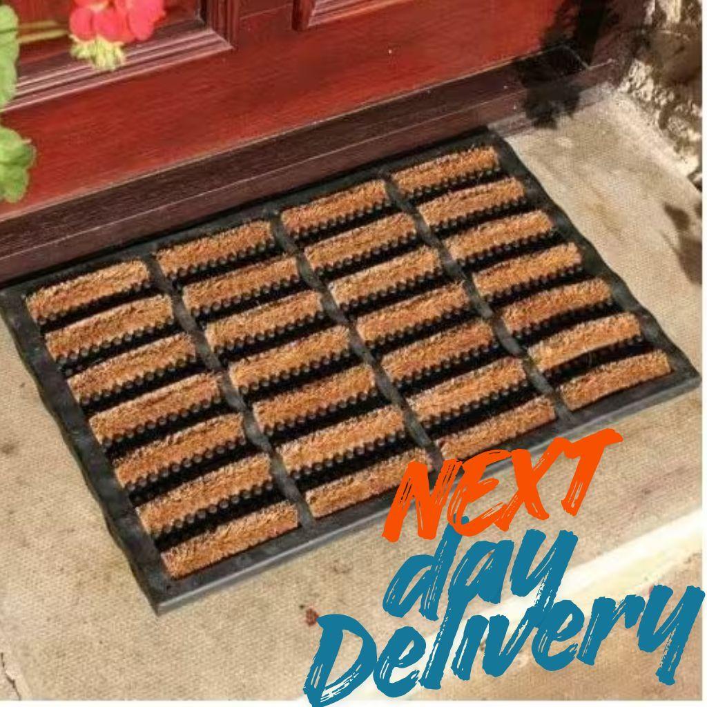 TEMU Doormat Tuff Scrape 45 X 75 Cm Outdoor Heavy Duty Natural Long Life Coir Bristle Rubber Back Machine Washable Super Absorbent Non-slip Doormats Removes Grass, Mud (next Day Delivery)