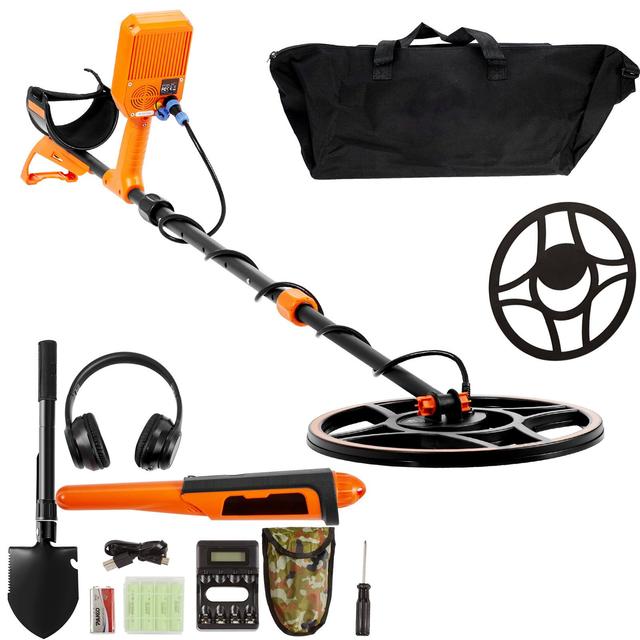 TEMU Detector de Metais VEVOR, Bobina de 12", Detector de Profissional Recarregável, Ajustável de 39-50 pol. com LCD, 7 , Fone de Ouvido com Chip DSP Avançado, para Detecção de e Caça ao Tesouro
