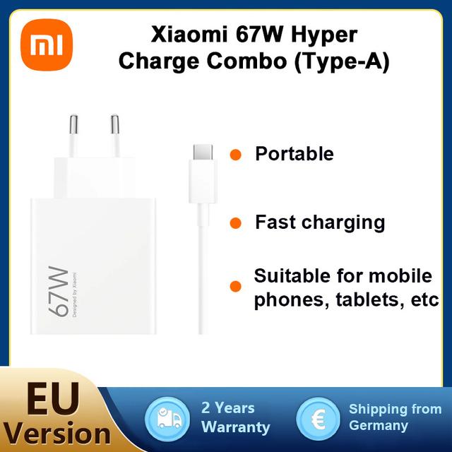 TEMU Caricatore Combo Xiaomi (Type-A), 67W, Porta USB, Cavo USB-C, Dispositivo Smart, (Versione ES) -2506BPN68G