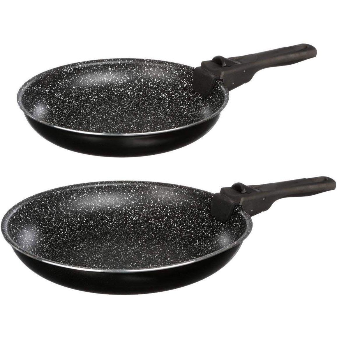 TEMU Lot de 2 Poeles 24cm et 28cm + 1 Poignée Amovible Antiadhésive, Compatible avec cuisinière à induction, halogène, gaz et électrique