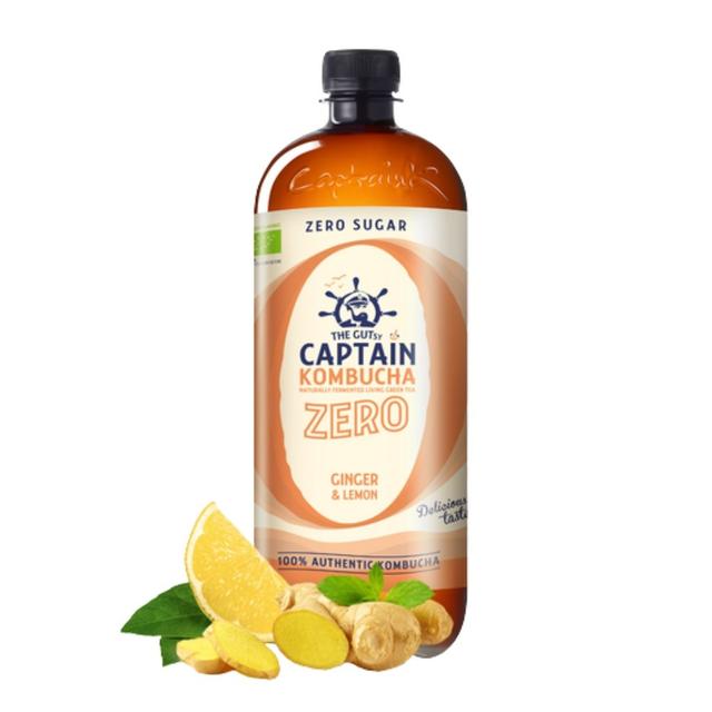 TEMU Kombucha Zero BIO 1L | Bebida Fermentada Natural con Cultivos Vivos | Refresco Funcional Bajo en Calorías | Captain Kombucha