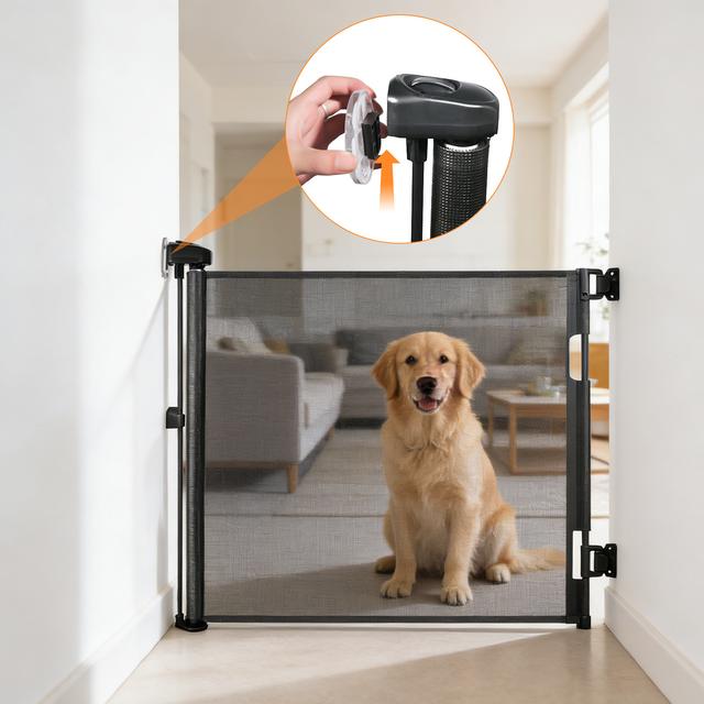 TEMU Stair Safety Gate Door, Safety Gate Extendable 0-180 Cm, No-drill Installation, Pet Barrier Gate For Indoor/outdoor Use, Including Ground Anchor & Mounting Accessories, Black