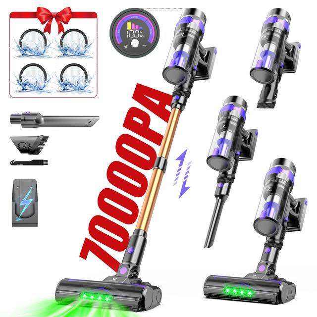 TEMU Vortisys Cordless Vacuum Cleaner, 500w/70kpa, Max 60 , Wall-mounted Charging, Self-standing, Vacuum Cleaner With Touch Screen, Stick Vacuum For Home, 2026 Latest Motor, V2