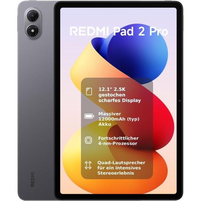 TEMU XIAOMI REDMI Pad 2 Pro Versión 6+128GB , Pantalla de 12.1" 2.5K 120Hz, Snapdragon 7s 4nm, Batería de 12000mAh, Versión Wi-Fi con Lápiz Óptico Incluido, Sin Cargador