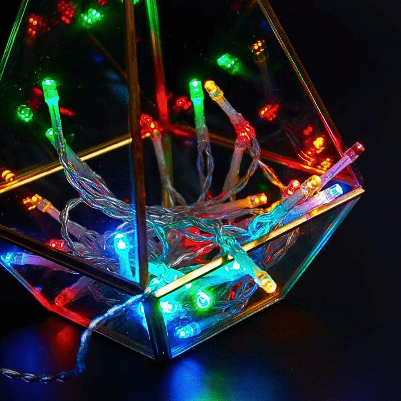 TEMU 2pc Multi Coloured Fairy Lights 2m Clear Colourful String Lights Battery Operated (3aa) Flexible Wire 20 Led Off Flash Or Still Seasonal Lighting Indoor Decoration 2 Pack