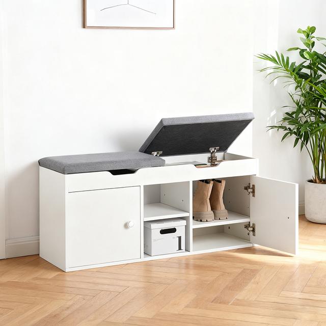 TEMU zapatero de 1 pieza de 100x48x34cm con asiento y almacenamiento, cojín de tela y PB, mueble moderno para pasillo, para pasillo, , dormitorio, , HAOTIAN GTS38-X