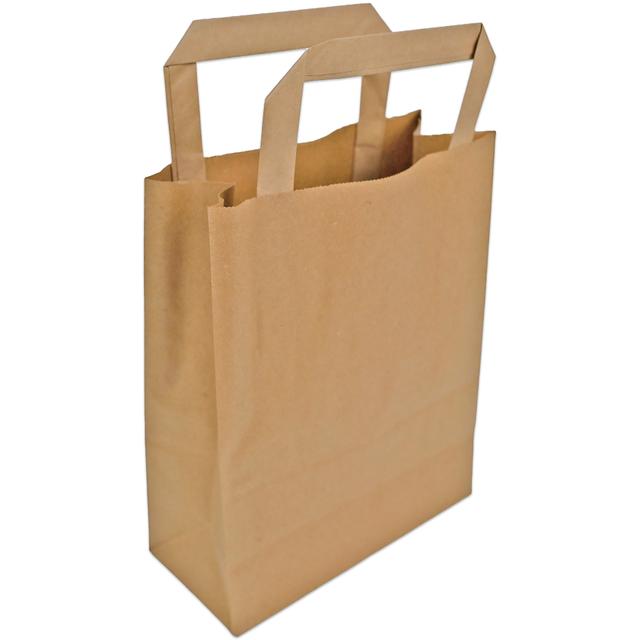 TEMU 25 Paper Carry Bags 18 + 8 X 22 Cm With Flat Handle, Brown | Paper Bags | Bags | Paper Bags | Tote Bags | Bags With Handles | Gift Bags | Paper Bag |