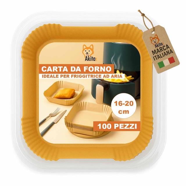 TEMU Antiaderente per Friggitrice ad Aria AkitaInk – Fogli con Bordi Alti, Resistenti all’Olio e al Calore, Monouso