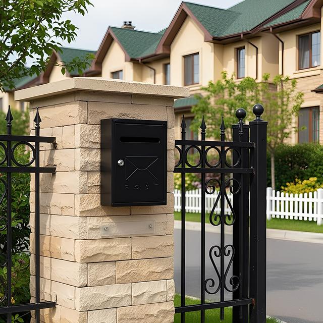 TEMU Lockable Wall-mounted Mailbox, Letterbox, Wrought Iron Post Box For Front Door With , Durable And Stylish, Black/gray/white