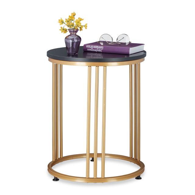TEMU Marmo Side Table In Black/golden - (h)51 X Ø 41 Cm