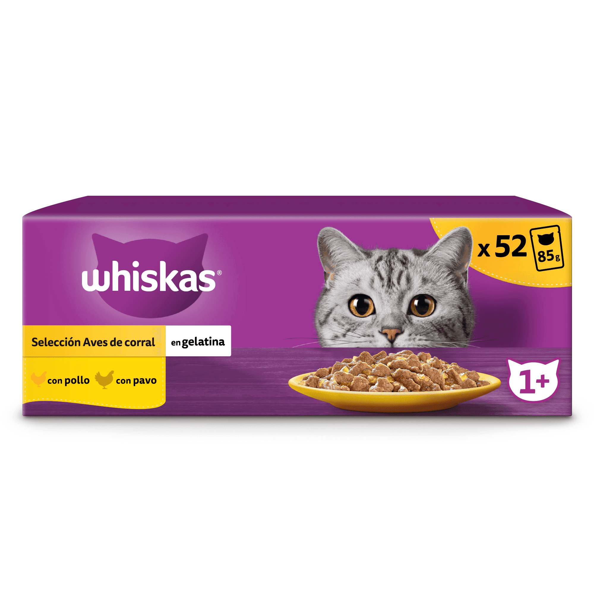 TEMU Whiskas Comida Húmeda para Gatos Adultos Selección Aves en Gelatina (13 x 4 x85g)
