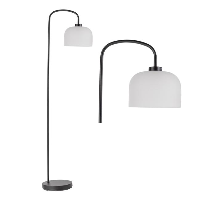 TEMU - Satin Nickel Arched Floor Lamp With Smoke Glass Shade