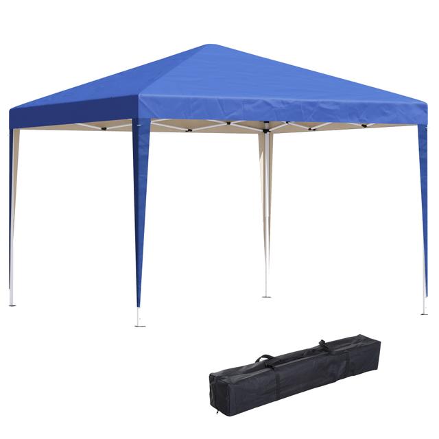 TEMU Outsunny Carpa Plegable Gazebo 3X3M Plegable con Toldo de 3 Niveles Ajustable Resistente a los Rayos UV y Bolsa de Transporte para Camping Fiestas Azul