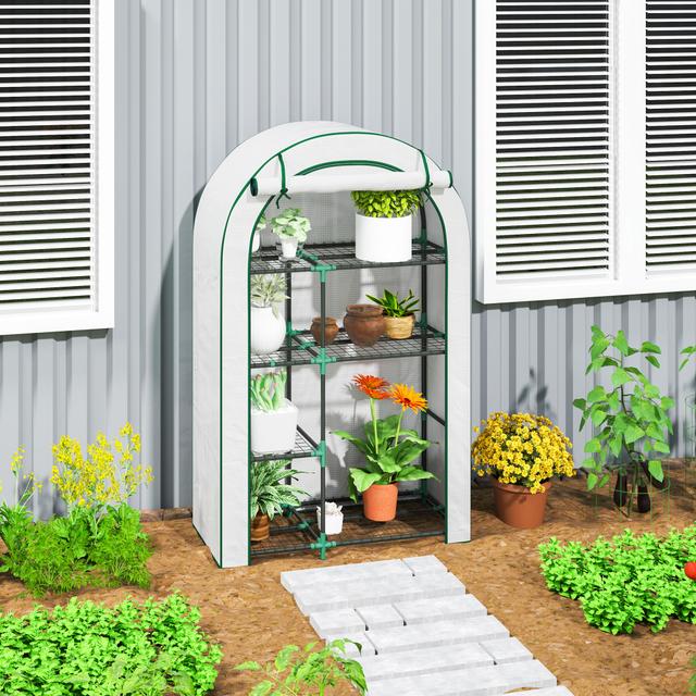 TEMU Greenhouse With Round Roof Door, Shelves, Winter-resistant Film Greenhouse Made Of Steel, Greenhouse For Balcony, Garden, 100 X 45 X 160 Cm, Tomato Greenhouse For Tomatoes, Vegetables, Flowers