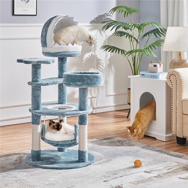 TEMU Costoffs Maritime Cat Tree Cat Tree With Shark Mouth Platform Hammock Sisal Rope