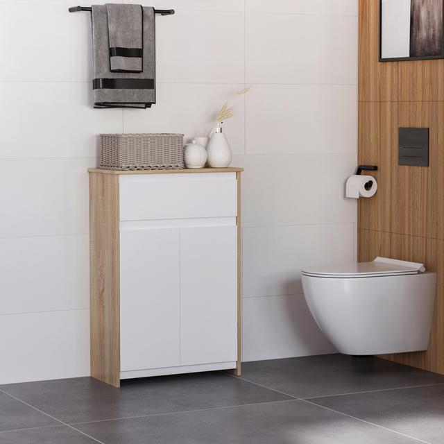TEMU Kleankin Multi-use Bathroom Cabinet, Bathroom Cabinet With Closet And Drawer, Space-saving, Wood And 60x30x90cm