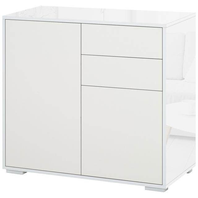 TEMU Kitchen Cabinet With 2 Doors 2 Drawers Frame Adjustable Shelf Soft Close Storage Cabinet For Bedroom Living Room 79x36x74 Cm White