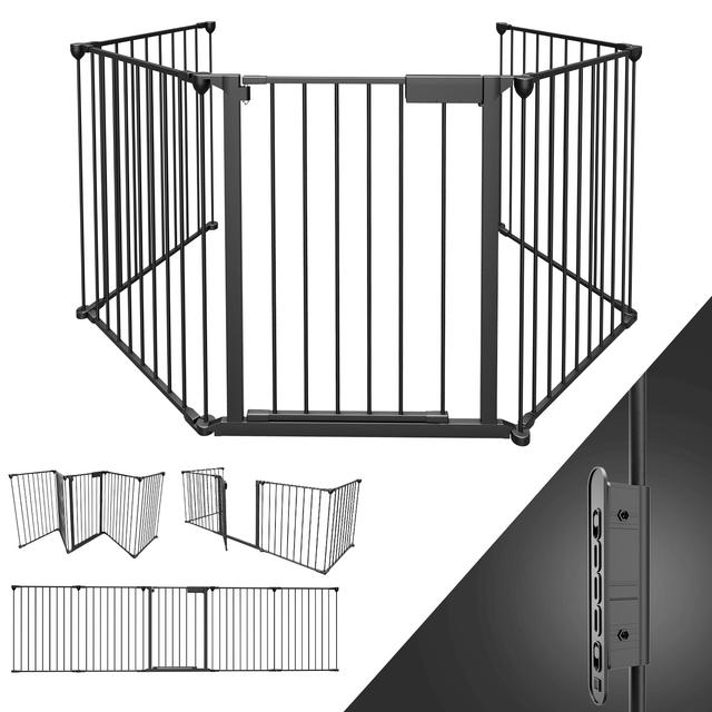 TEMU Fireplace Safety Gate Pet Safety Gate Foldable Barrier Gate Playpen Door Safety Gate Protective Gate Stove Safety Gate For Pet 310x75cm,