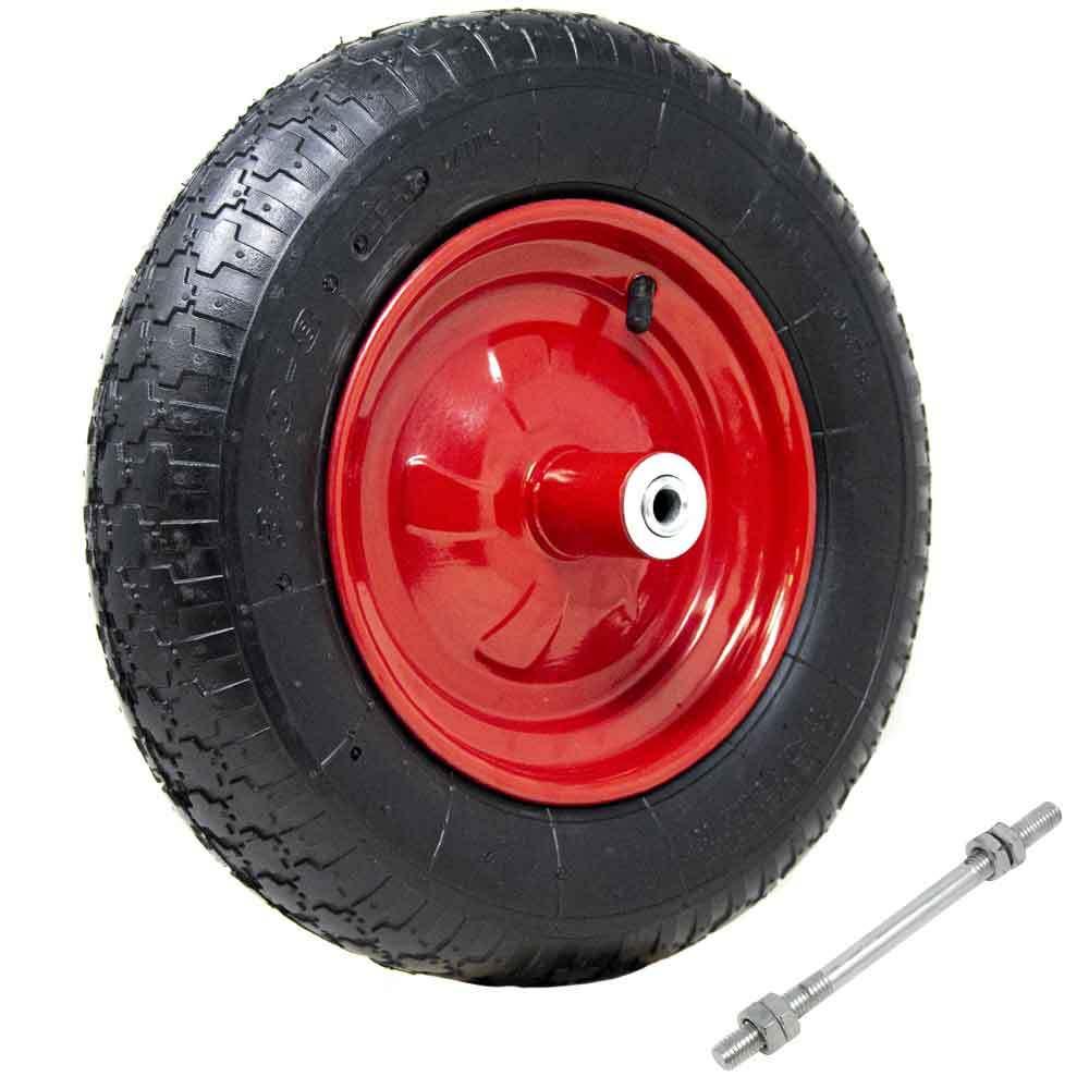 TEMU Pneumatique pour pneumatique avec 4 couches, motif de pneu 3.50-8, diamètre 35 cm, largeur 9 cm, jante en acier avec essieu de 210 mm, incluant des roues de rechange pour les godets.
