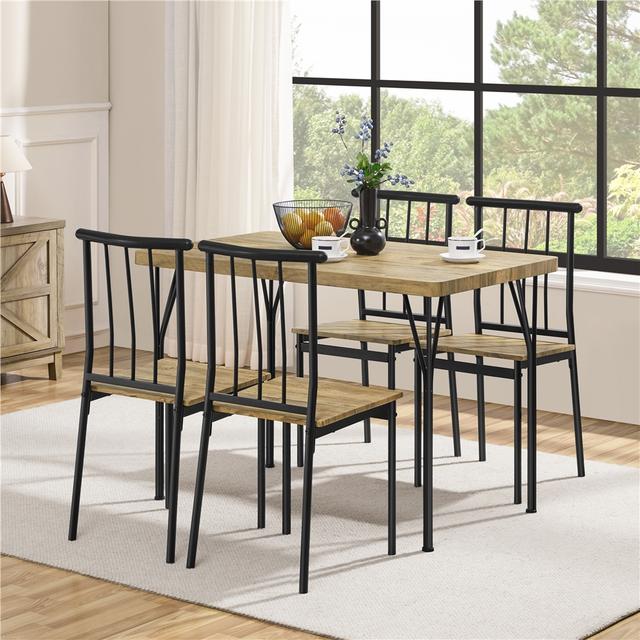 TEMU Conjuntos de comedor Costoffs 5piezas, Mesa de comedor rectangular con 4 sillas, Conjunto de comedor para 4 , de asientos, Conjunto de mesa de cocina