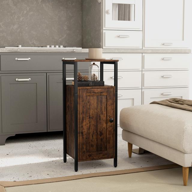 TEMU Homcom Side Table, Coffee Table With Adjustable Shelf, For Living Room, Bedroom, 34 X 30 X 80 Cm, Rustic Brown