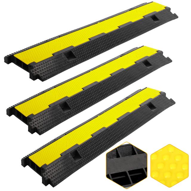 TEMU Kabelbrücke, 101 x 25 x 5 cm Kabelbrücke Boden,Schlauchbrücke aus Gummi Design,Kabelbrücken Überfahrschutz für Kabel,Kabelbrücke Außenbereich für Parkplätze(Schwarz)