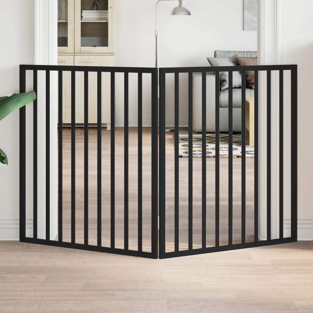 TEMU Puerta para perros plegable 2 paneles madera negra 160 cm