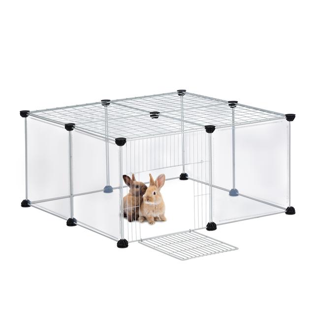 TEMU Freilaufgehege in Transparent/ Weiß - (B)75 x (H)37 x (T)75 cm