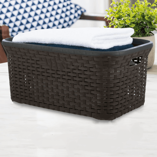 TEMU Cesto de Ropa de 35L con Recortadas, Cesto de Almacenamiento de Ropa con Recortadas. Ahorra en la Lavandería, Dormitorio o Baño, Almacena Sucia en la Lavandería, Baño o Dormitorio. 45x25x30cm