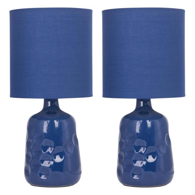 TEMU Set Of 2 Dimple Navy Lamps