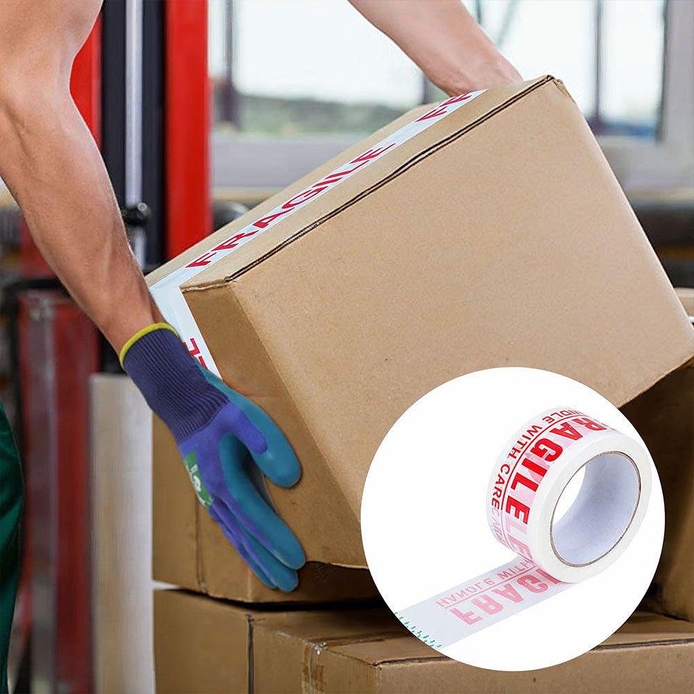 TEMU 6 Rolls Of White Fragile Letter Tape - Heavy-duty Adhesive Tape For Moving, Parcel Wrapping, And Courier Packaging, Dimensions Per Roll: 5 Cm × 60 M × 52 Μm