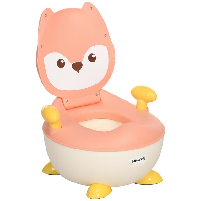 TEMU Zonekiz Original Infant Potty Training Toilet For Baby 6-36 Months In Fox Shape With Lid Non-slip Handles 34.5x35x23 Cm Pink