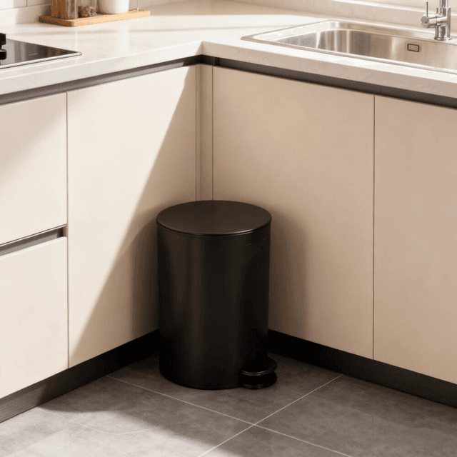 TEMU de Basura de 3.8L con Cierre a Pedal. una Acción de Cierre y Silencioso. en Plástico, Es Fácil de Limpiar. Diseño Moderno para Baños, Oficinas, Cocinas y Dormitorios. (15.8 X 25.5 CM, Negro)