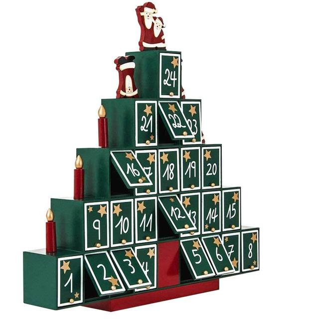 TEMU Bakaji Wooden Christmas Advent Calendar With 24 Numbered Drawers For Surprise Decorations, Holiday Ornaments, And Home Christmas Tree Decor