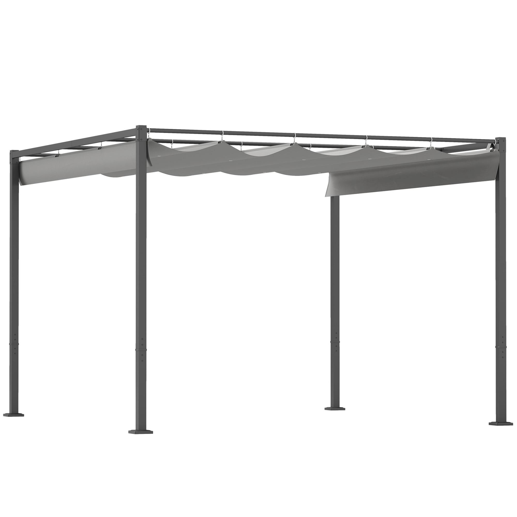 TEMU Outsunny 3 X 3 (m) Garden Pergola With Retractable Magnetic Fixture, Outdoor Pergola Kit Sun Shade Canopy, Upf30+