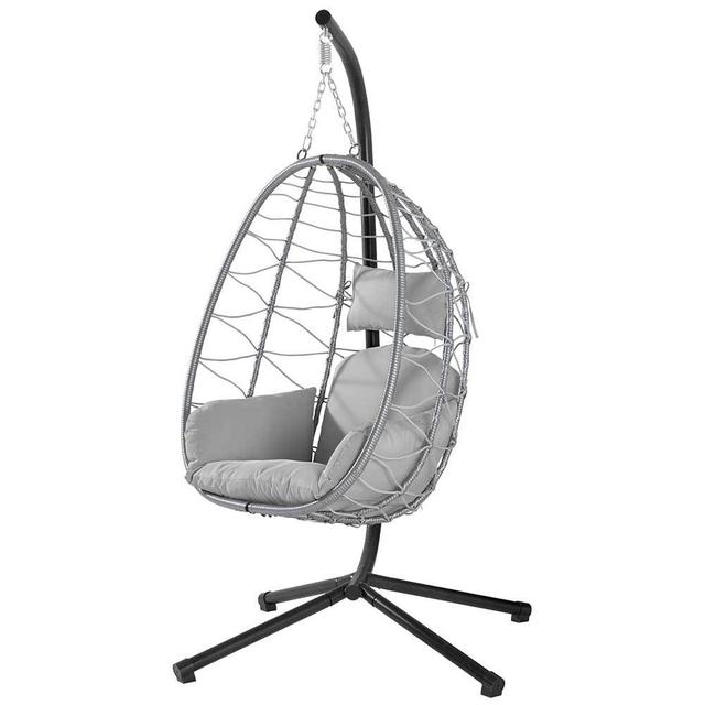 TEMU Silla de colgante columpio de jardín muebles de exterior con cojines y estructura metálica reforzada, diseño moderno para patio jardín