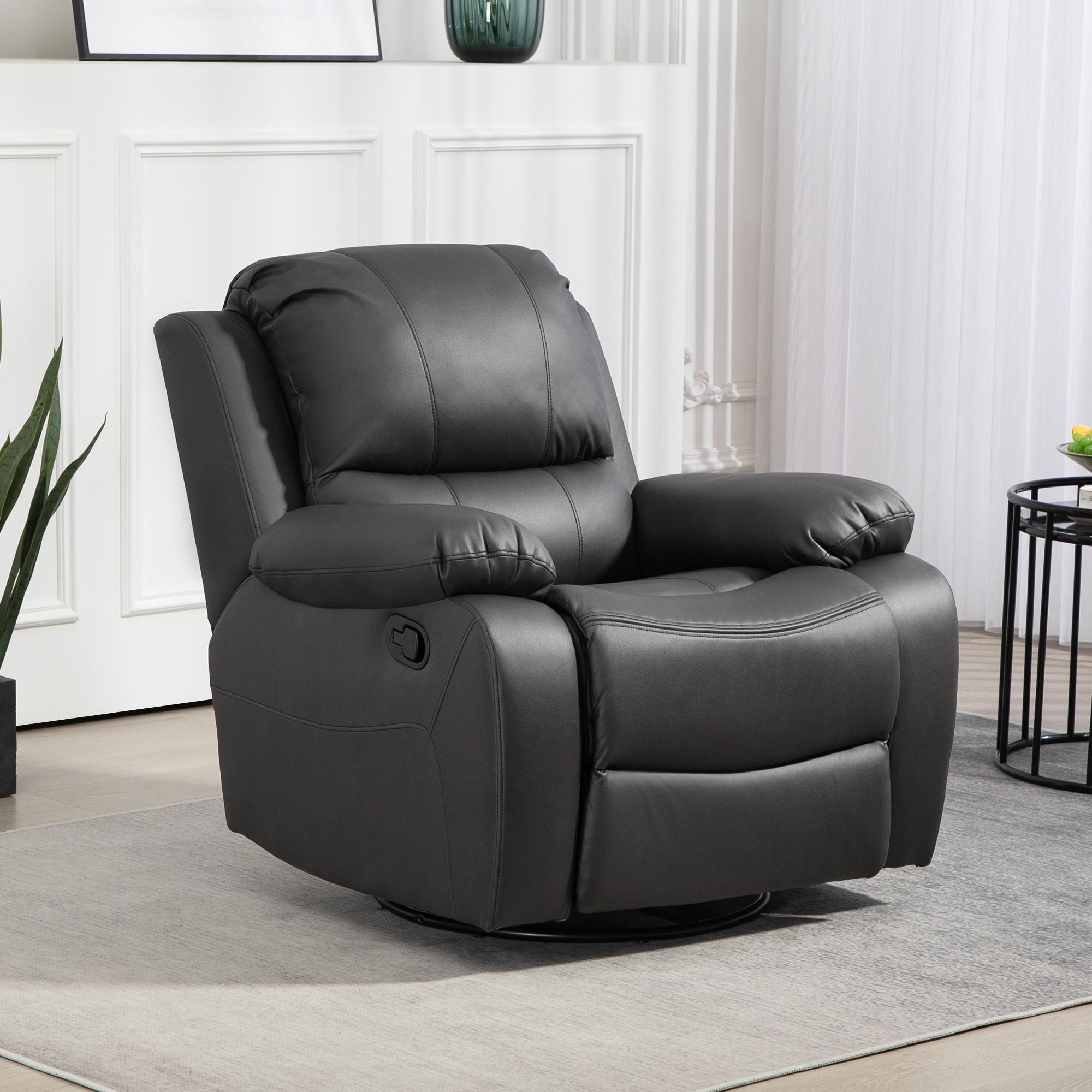 TEMU Relaxsessel Fernsehsessel mit Liegefunktion, Fußstütze, Drehbar TV-Sessel mit Taschenfederkernsystem für Wohnzimmer, Schlafzimmer, Schwarz